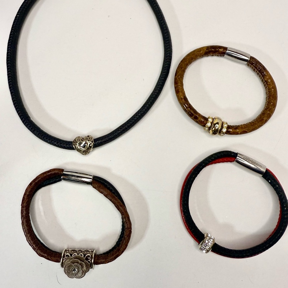 Brighton Leather Jewelry Set – Bracelets & Necklace with Interchangeable Beads